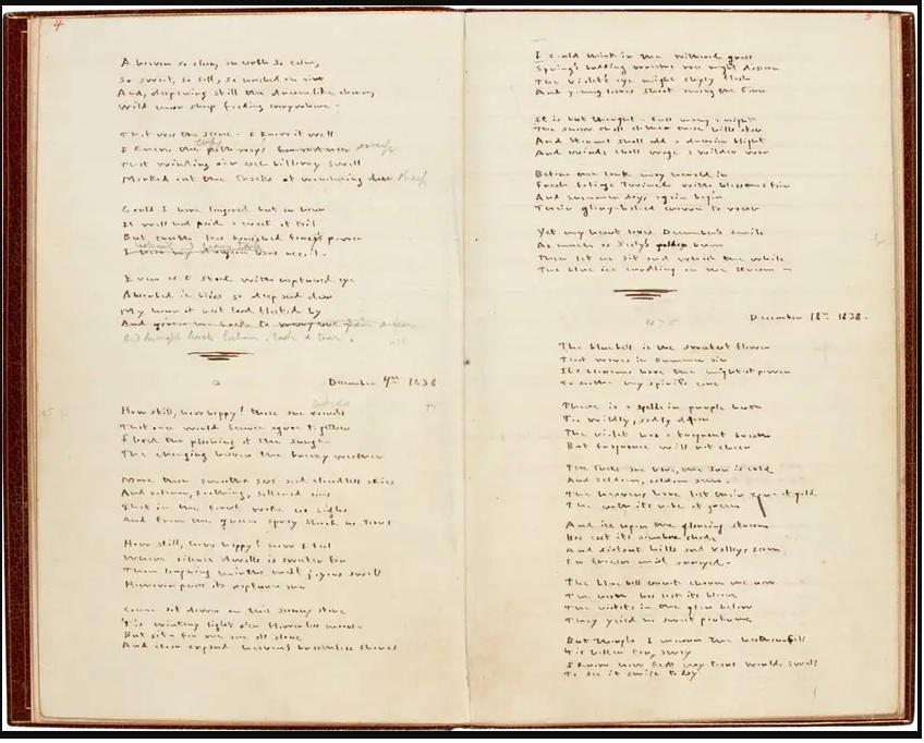 $!La subasta incluye unos poemas de Emily Brontë con correcciones a lápiz de su hermana Charlotte.