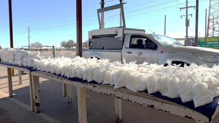 Metanfetamina asegurada en San Luis Río Colorado procedente de Culiacán.