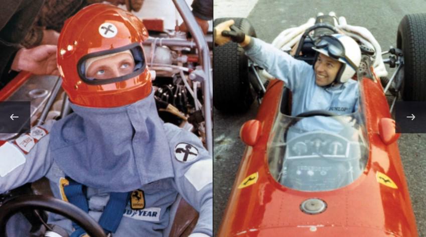 $!Niki Lauda (izquierda) en 1974 y John Surtees (derecha) en 1966 estuvieron entre los pilotos de Ferrari que vistieron de azul sus monos de carreras.