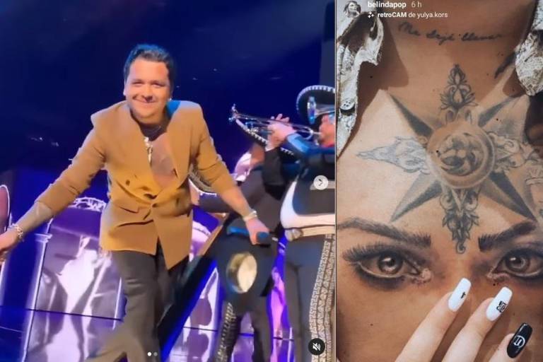 Christian Nodal muestra por primera vez cómo modificó el tatuaje de los ojos de Belinda