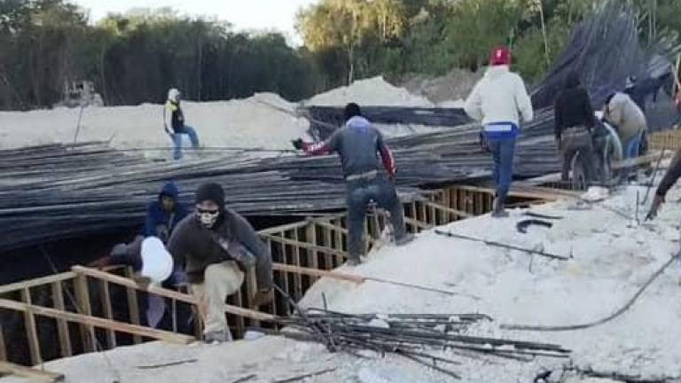 Caída de estructura del Tren Maya deja tres trabajadores lesionados