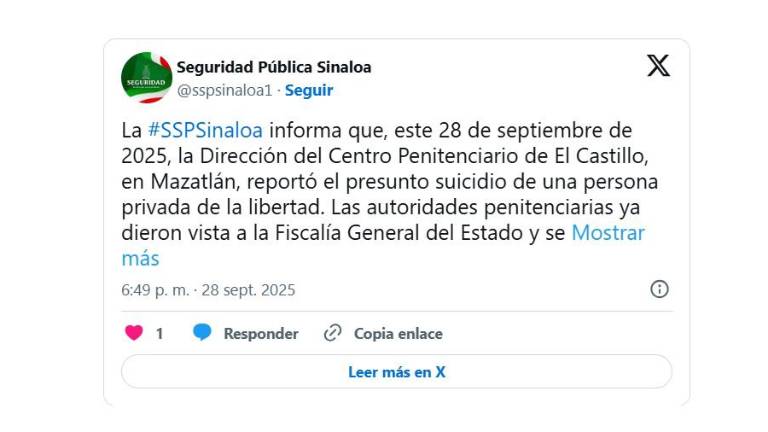 La publicación fue emitida en la cuenta oficial de la dependencia.