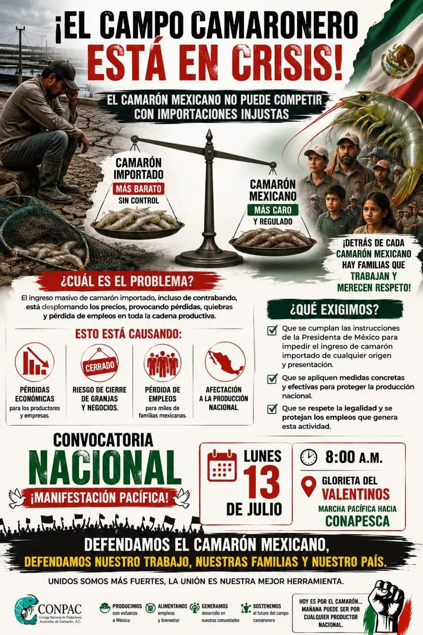 $!Productores de camarón anuncian marcha y plantón permanente en Mazatlán