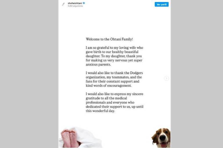 Shohei Ohtani y Mamiko Tanaka dan bienvenida a una ‘saludable y hermosa hija’