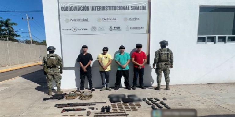 Marinos detienen a cuatro con armas y equipo táctico en Culiacán
