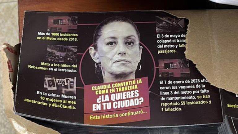 Material de propaganda contra Claudia Sheinbaum que supuestamente fue encontrada en la Alcaldía Cuauhtémoc.