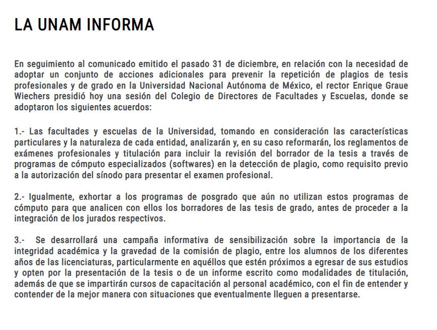 $!Facultades y escuelas de la UNAM acuerdan medidas contra plagio de tesis