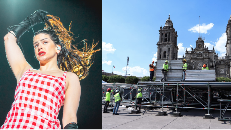 Preparan escenario para el concierto de Rosalía en el Zócalo