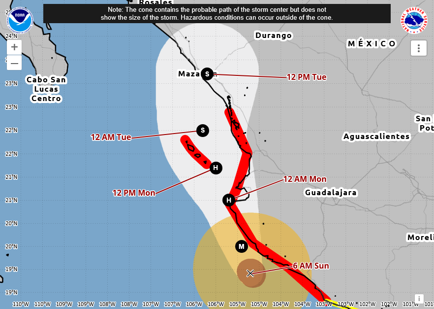 $!Huracán Simon cambia trayectoria y el Meteorológico prevé impacto en Sinaloa como tormenta tropical