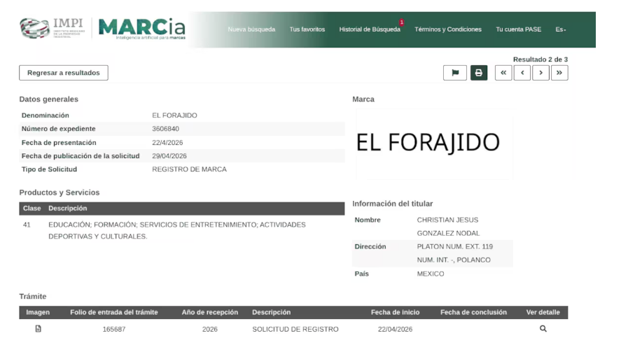 $!El nombre de Forajido fue registrado el pasado 22 de abril.