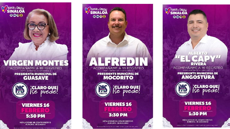 Los tres pasistas presentarán sus registros formales el próximo 16 de febrero en los Comités Directivos Municipales correspondientes.