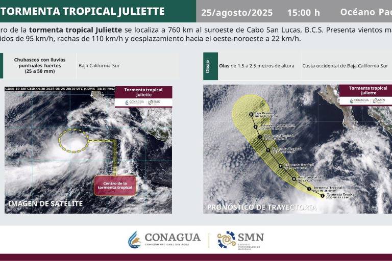 Se forma la tormenta tropical Juliette en el Océano Pacífico