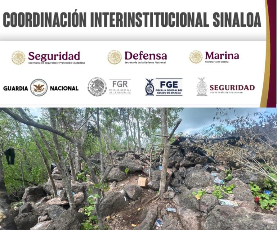 $!Inhabilitan dos campamentos improvisados y destruyen explosivos en Elota