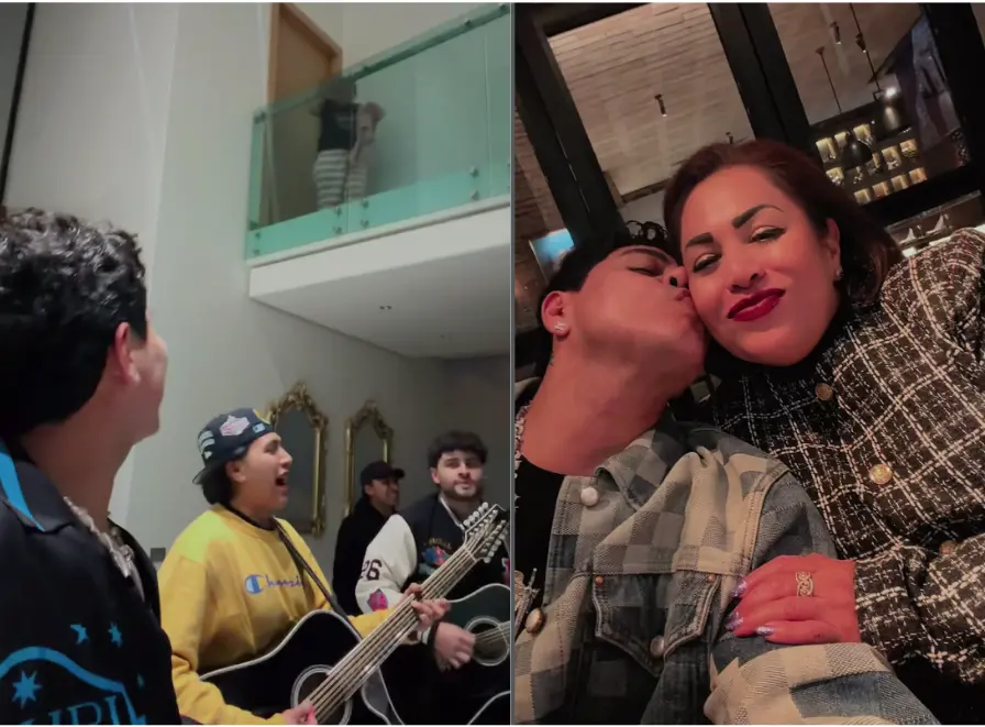 $!El cantante llevó un grupo musical para interpretar las mañanitas.