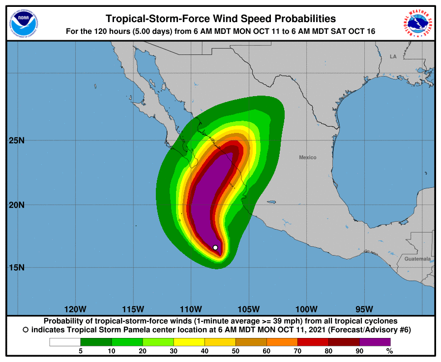 $!En alerta, sur de Sinaloa por tormenta Pamela; se fortalece rápido, advierte el Centro Nacional de Huracanes