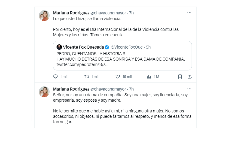 Fox llama a Mariana Rodríguez ‘dama de compañía’; ella le acusa de violencia