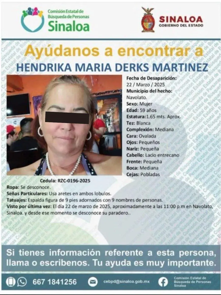 $!Identifican a Hendrika María entre víctimas halladas en fosa de El Bolsón, Navolato
