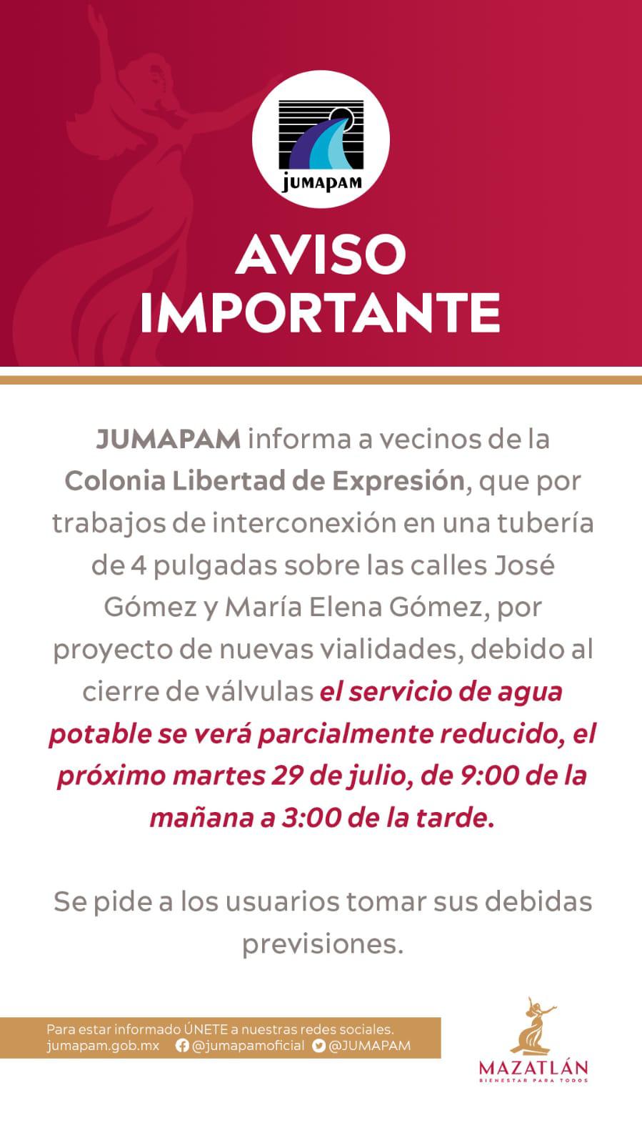 $!Este martes, cuatro colonias de Mazatlán tendrán afectaciones en el servicio de agua