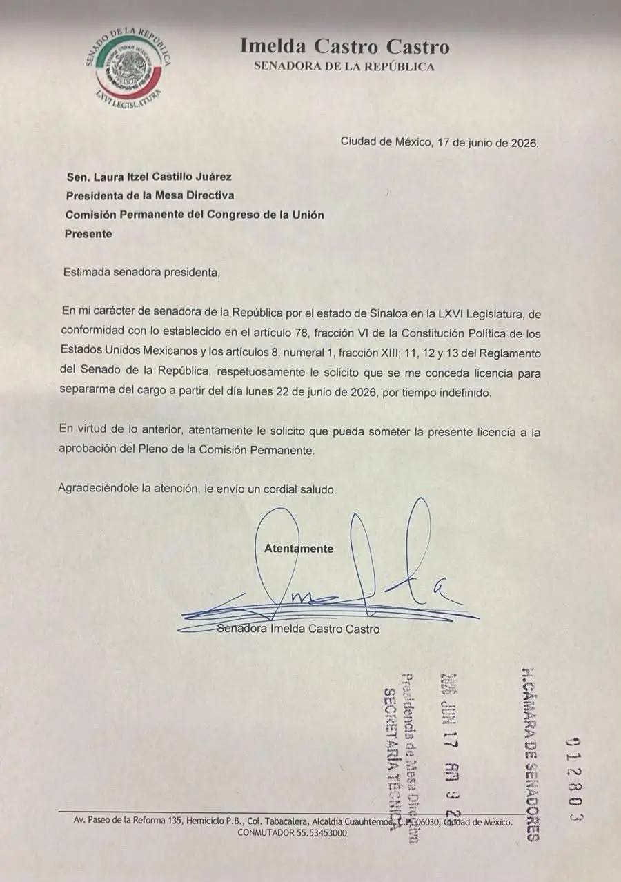 $!Deja Imelda Castro el Senado para buscar candidatura de Morena a la Gubernatura de Sinaloa