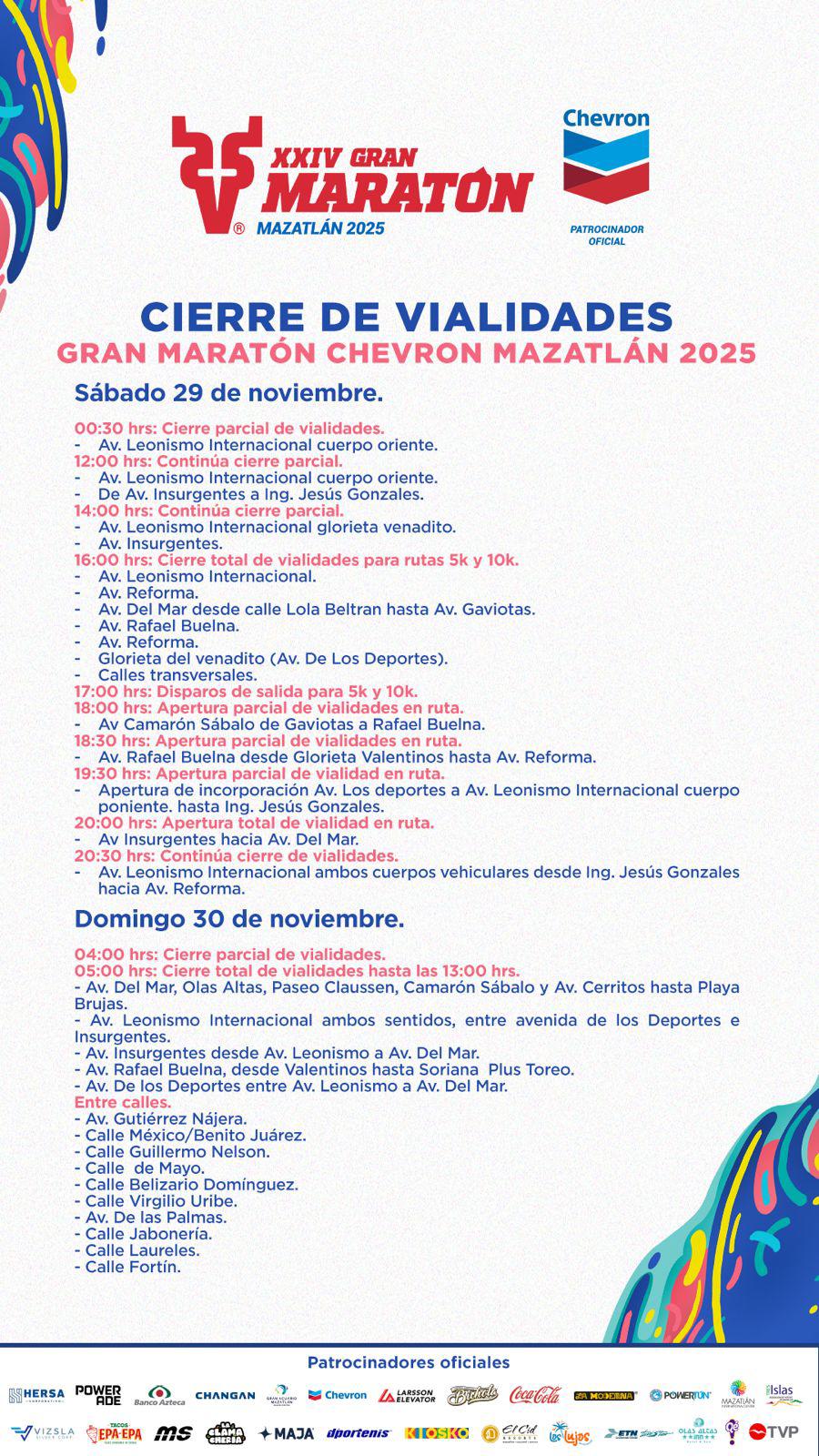 $!Definen cierre de vialidades para la celebración del Gran Maratón Pacífico este fin de semana