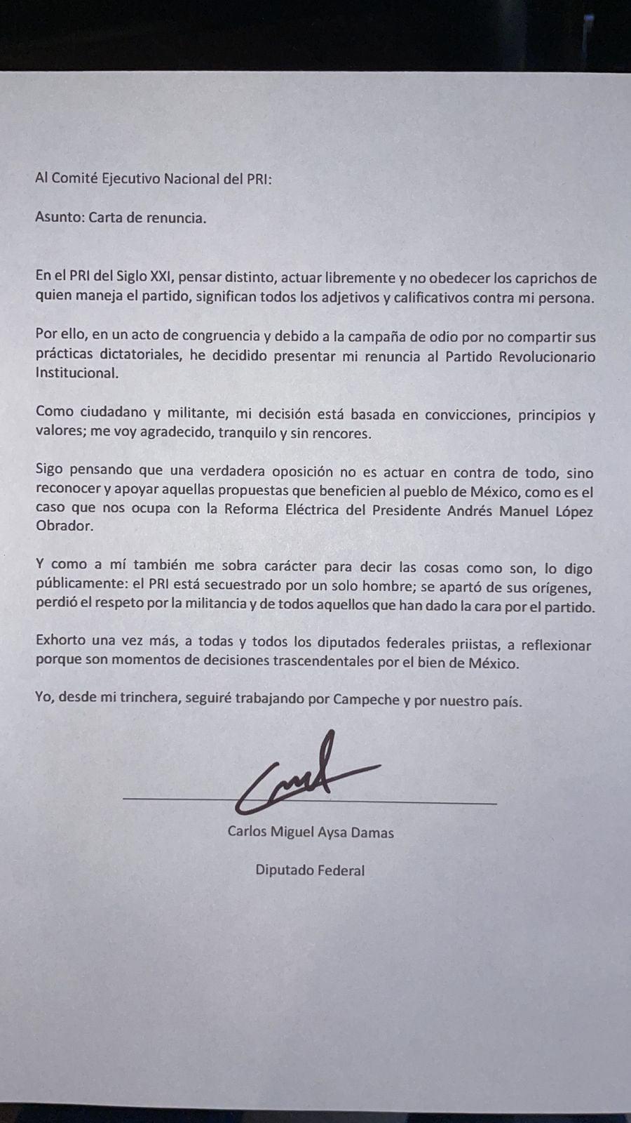 $!Carlos Miguel Aysa Damas renuncia al PRI y es presentado en la bancada de Morena
