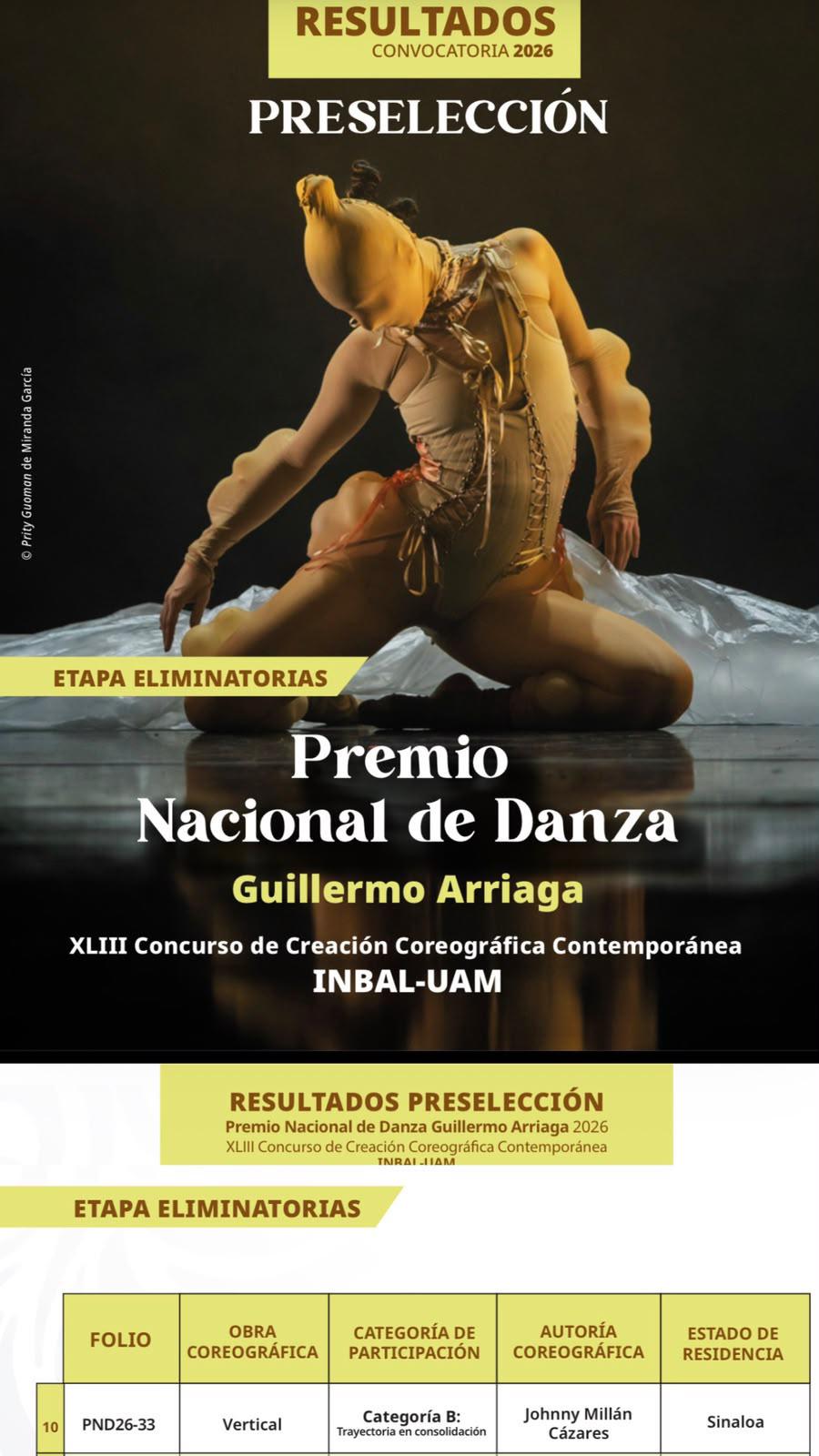 $!El coreógrafo mazatleco participará con su obra “Vertical” en la etapa eliminatoria del certamen nacional.