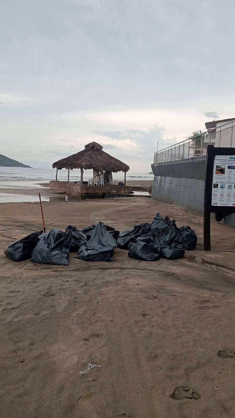 $!Las playas de Mazatlán también amanecieron con basura por las lluvias