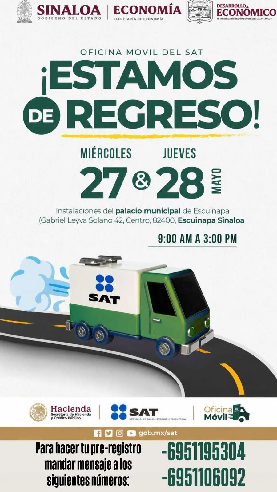 $!Regresa Oficina Móvil del SAT a Escuinapa
