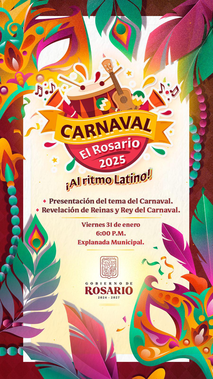 $!Invitan a la presentación de reinas y rey del Carnaval de Rosario 2025