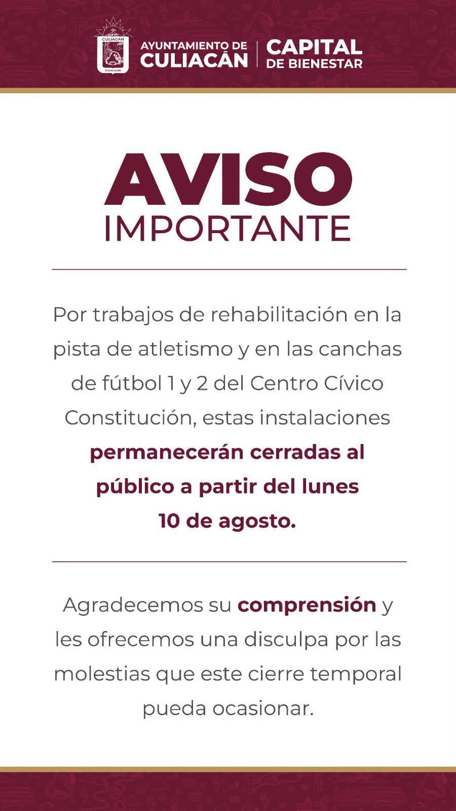 $!Cierran pista de atletismo y canchas de futbol del Centro Cívico Constitución por rehabilitación