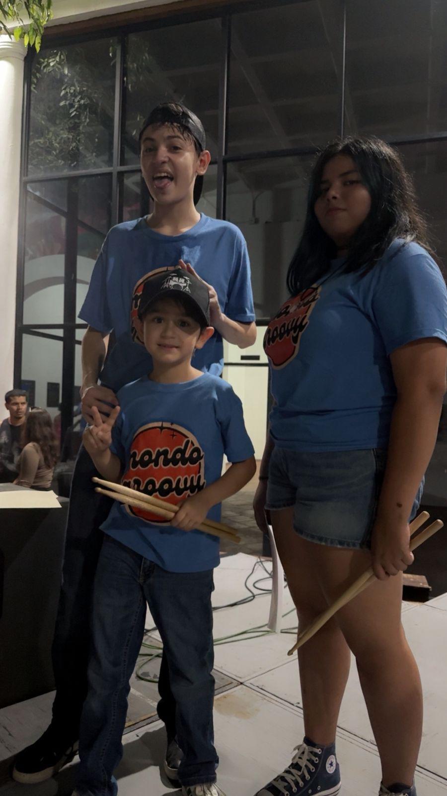 $!Alumnos de batería Sergio Zataráin, Jorge Loaiza y Mariana Ramírez.
