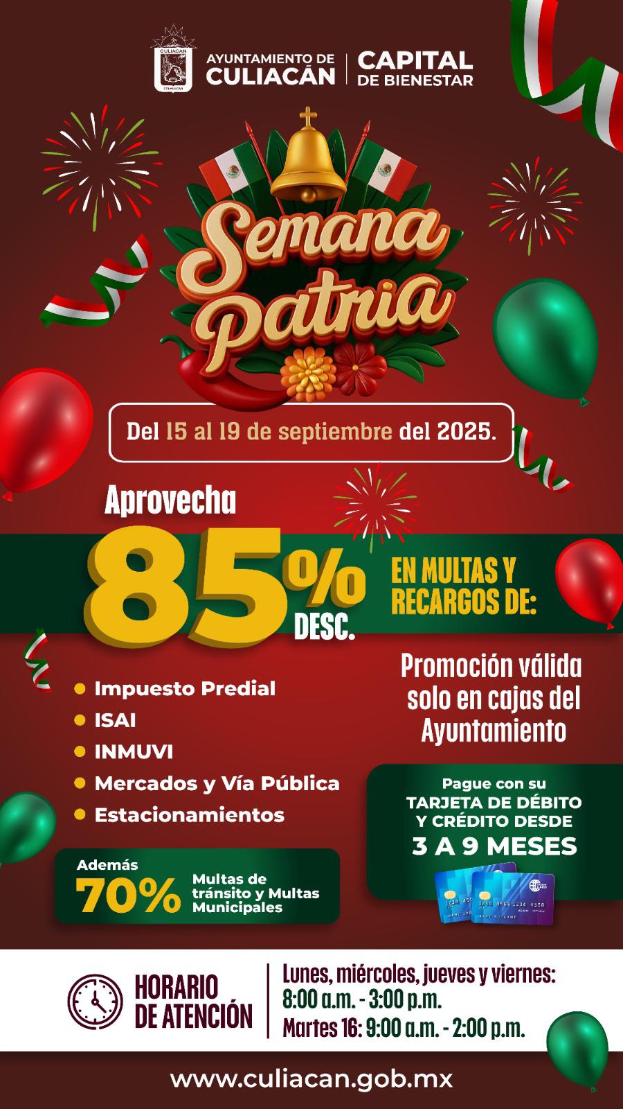$!Ofrece Ayuntamiento de Culiacán descuentos en multas y recargos en ‘Semana Patria’