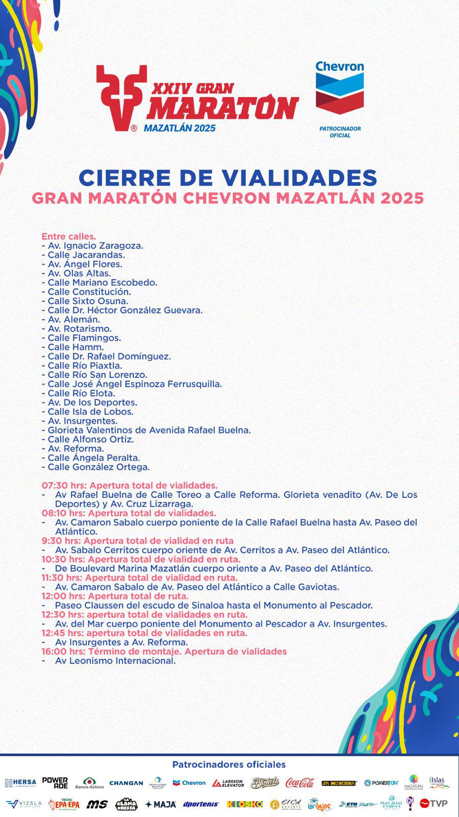 $!Definen cierre de vialidades para la celebración del Gran Maratón Pacífico este fin de semana