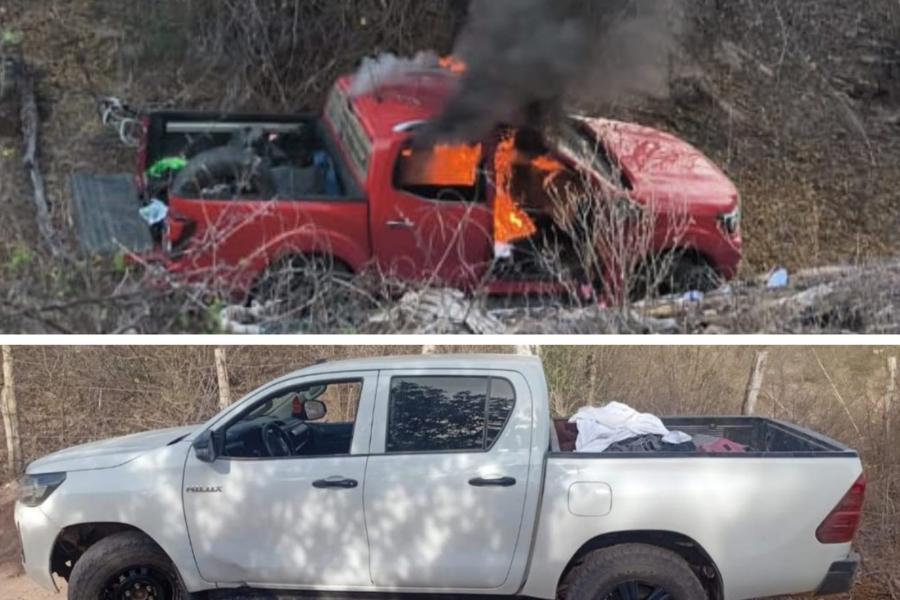 $!Aseguran arsenal y vehículos en zona rural de Culiacán tras operativo en Sanalona