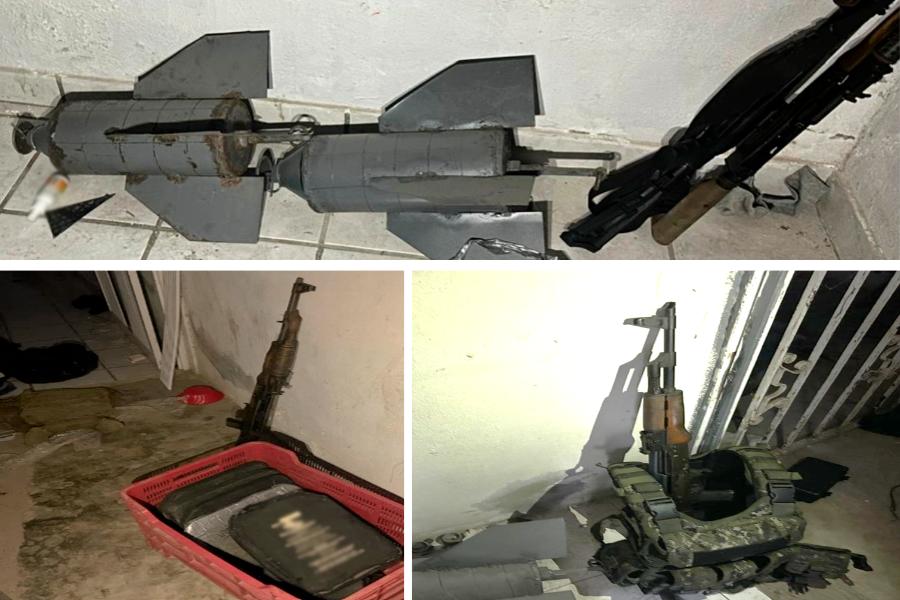 $!Hallan arsenal y 70 explosivos en vivienda de Escuinapa durante operativo militar