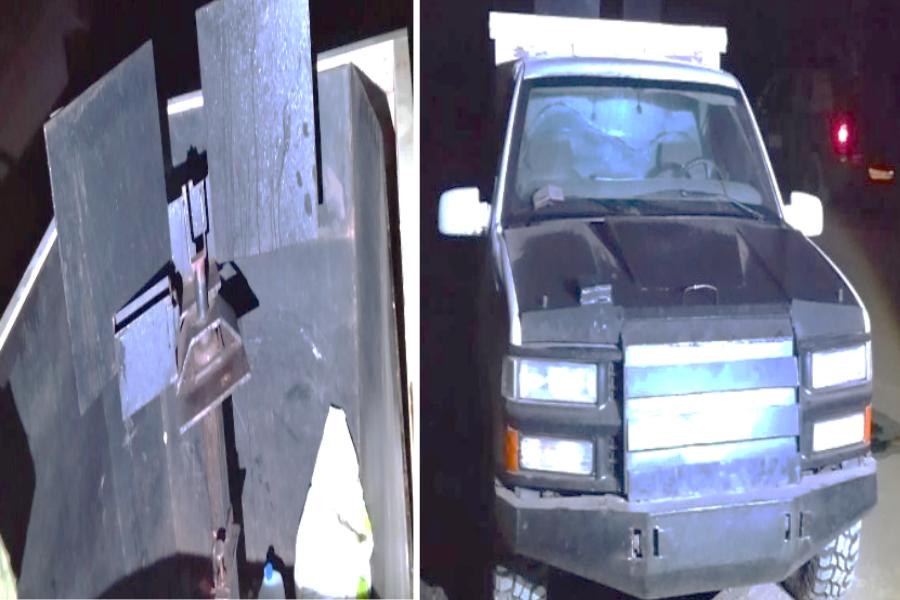 $!Ejército asegura vehículo blindado artesanal y arsenal en operativo en San Ignacio