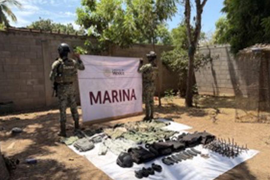 $!Marina asegura arsenal y equipo táctico tras despliegues en Eldorado y San Ignacio