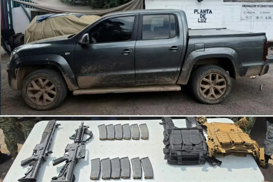 $!Detienen a dos hombres armados en Imala, Culiacán; aseguran fusiles M4 y camioneta blindada