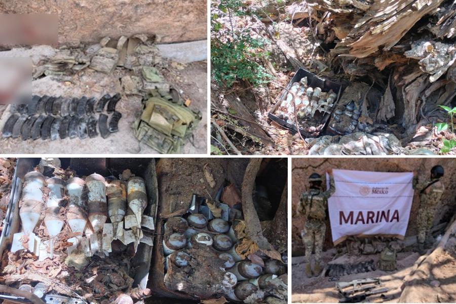 $!Aseguran explosivos y arsenal en operativos militares al sur de Sinaloa