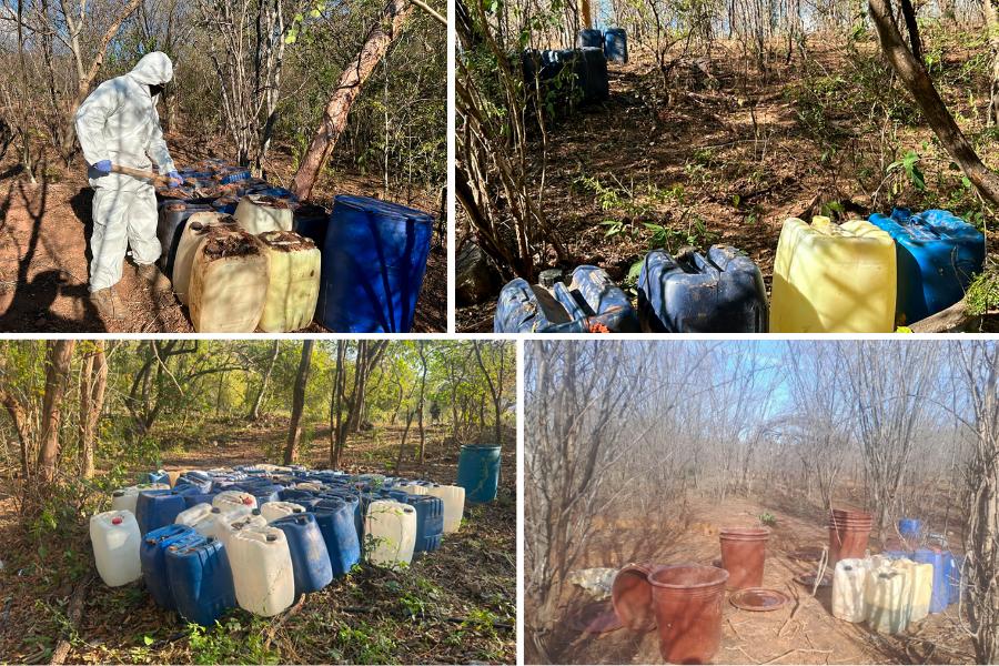 $!Desmantelan 11 laboratorios clandestinos en Cosalá; aseguran miles de litros de químicos