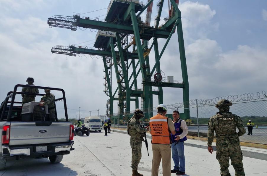 $!Marina realiza ejercicios de gabinete en la Terminal Portuaria IPM, en Veracruz