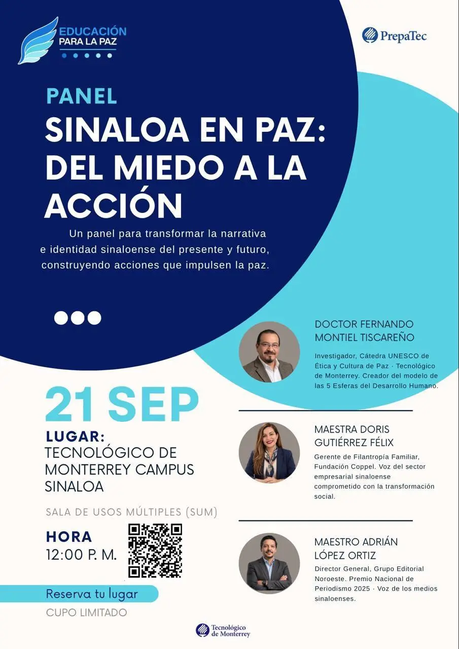$!Llevarán al Tec de Monterrey, en Culiacán, discusión sobre la paz en Sinaloa