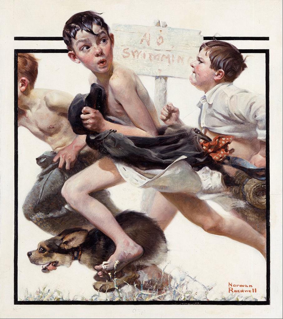 $!Norman Rockwell, ‘Niños traviesos corriendo’.