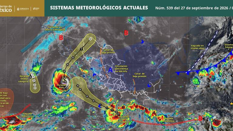 Dos sistemas tropicales permanecen activos en el Pacífico mexicano: el Huracán Polo y la recién formada depresión tropical Dieciocho-E.