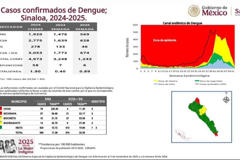 Sinaloa reduce casos de dengue, pero sigue entre los cinco estados con mayor contagio