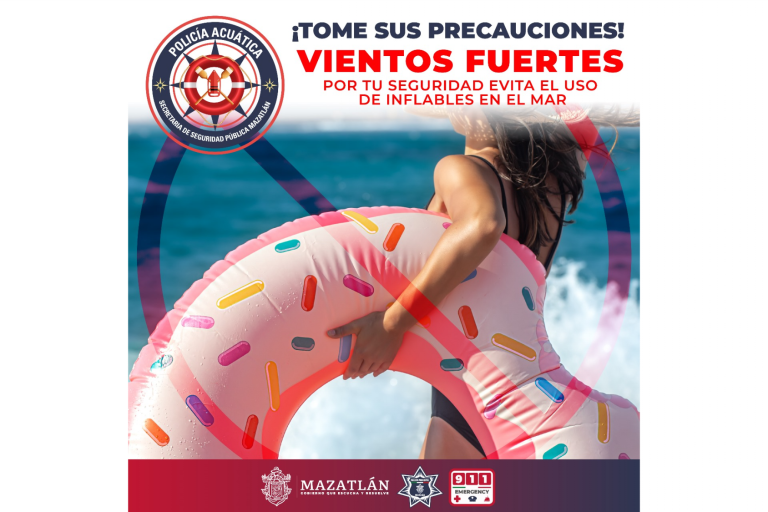 Por fuerte viento y alto oleaje, restringen actividades en playas de Mazatlán