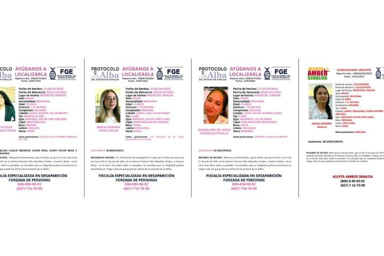 Son cuatro las mujeres desaparecidas en Mazatlán; una es menor de edad