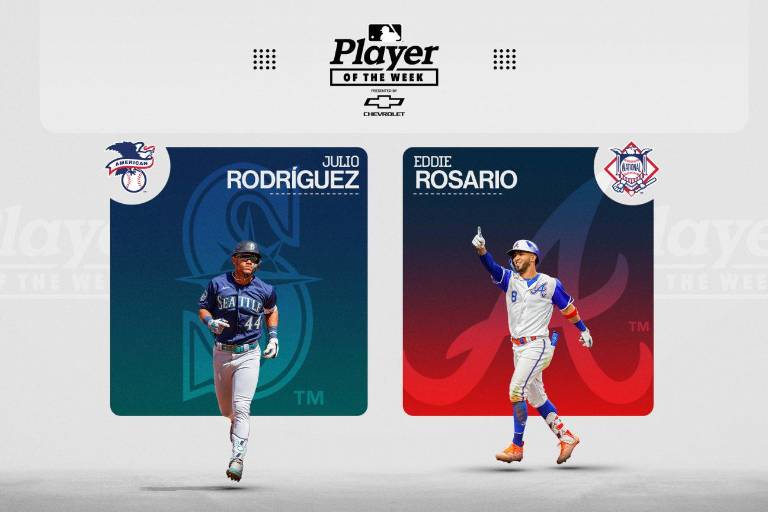 Julio Rodríguez y Eddie Rosario fueron los Jugadores de la Semana en las mayores