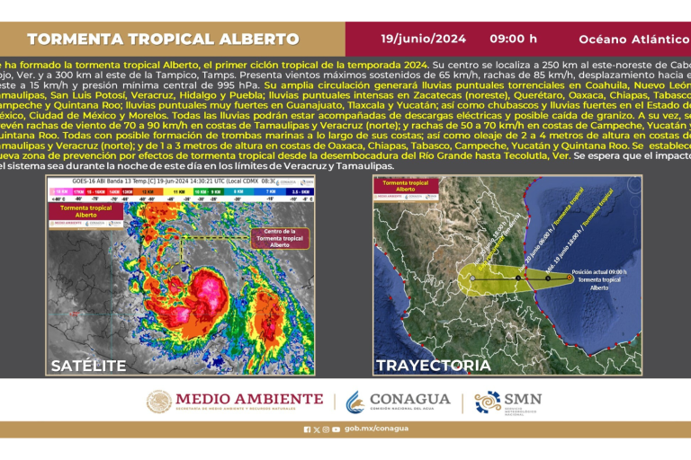 Se forma la tormenta ‘Alberto’ en el Golfo de México; activan alerta en casi 600 municipios de 13 estados