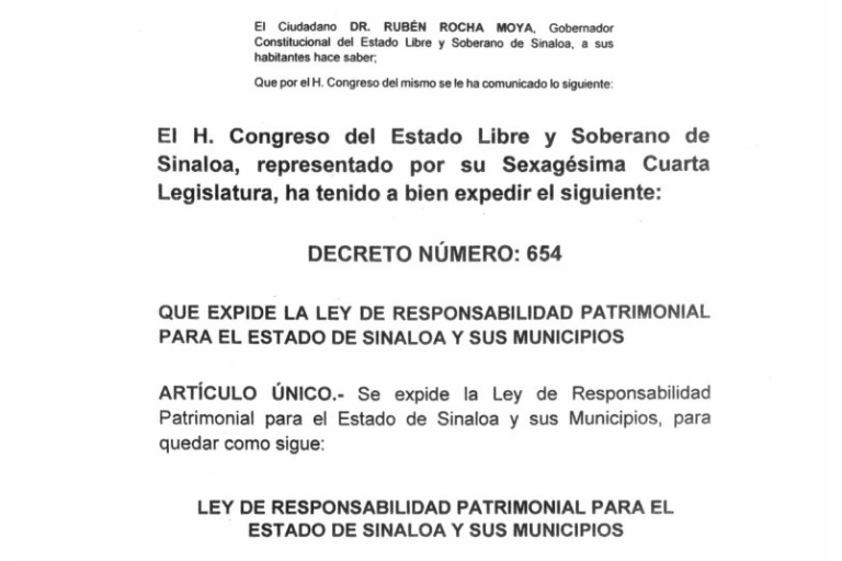 Publican ley para indemnizar por daños patrimoniales hechos por el gobierno